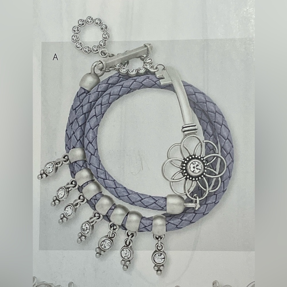 NWT Keeper wrap bracelet with blue leather strap and crystals  silver plated